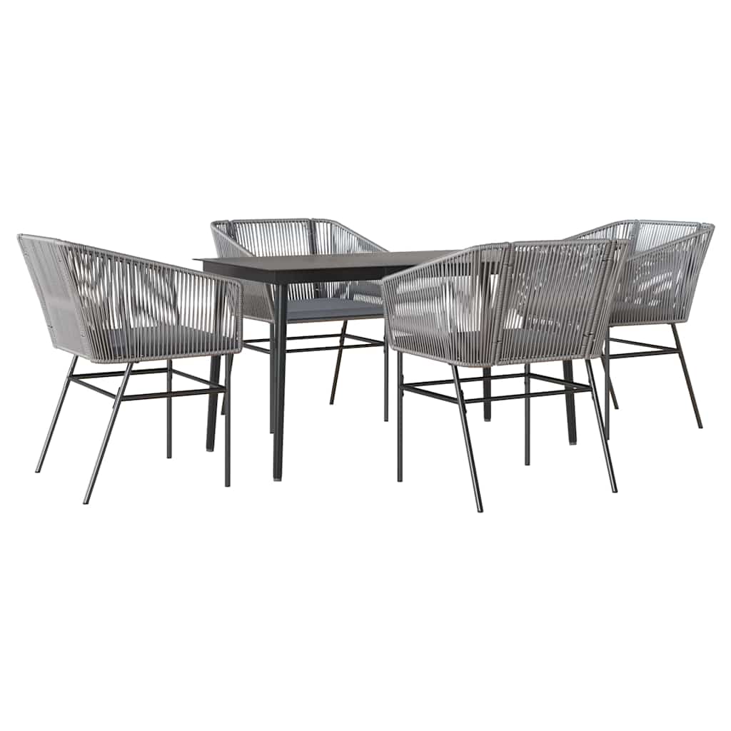 5-Delige Tuinset Met Kussens Poly Rattan Glas