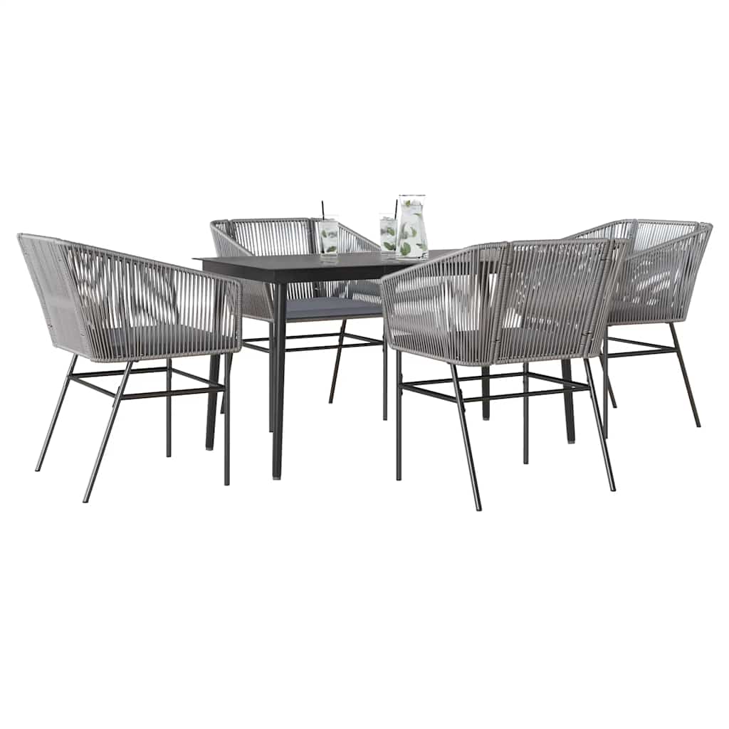 5-Delige Tuinset Met Kussens Poly Rattan Glas