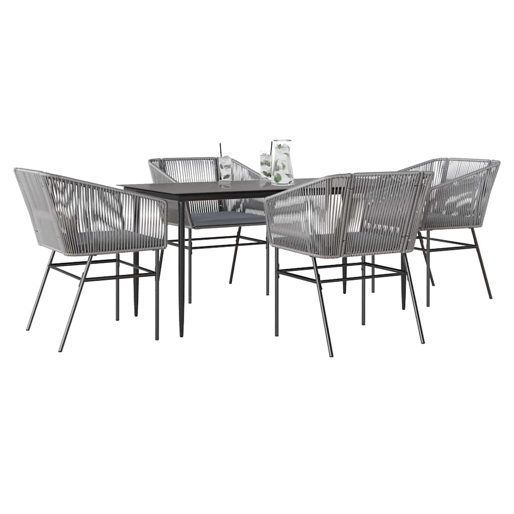 5-Delige Tuinset Met Kussens Poly Rattan Glas
