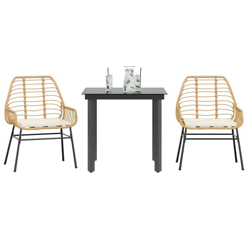 7-Delige Tuinset Met Kussens Poly Rattan Glas