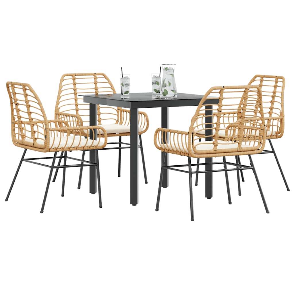 7-Delige Tuinset Met Kussens Poly Rattan Glas