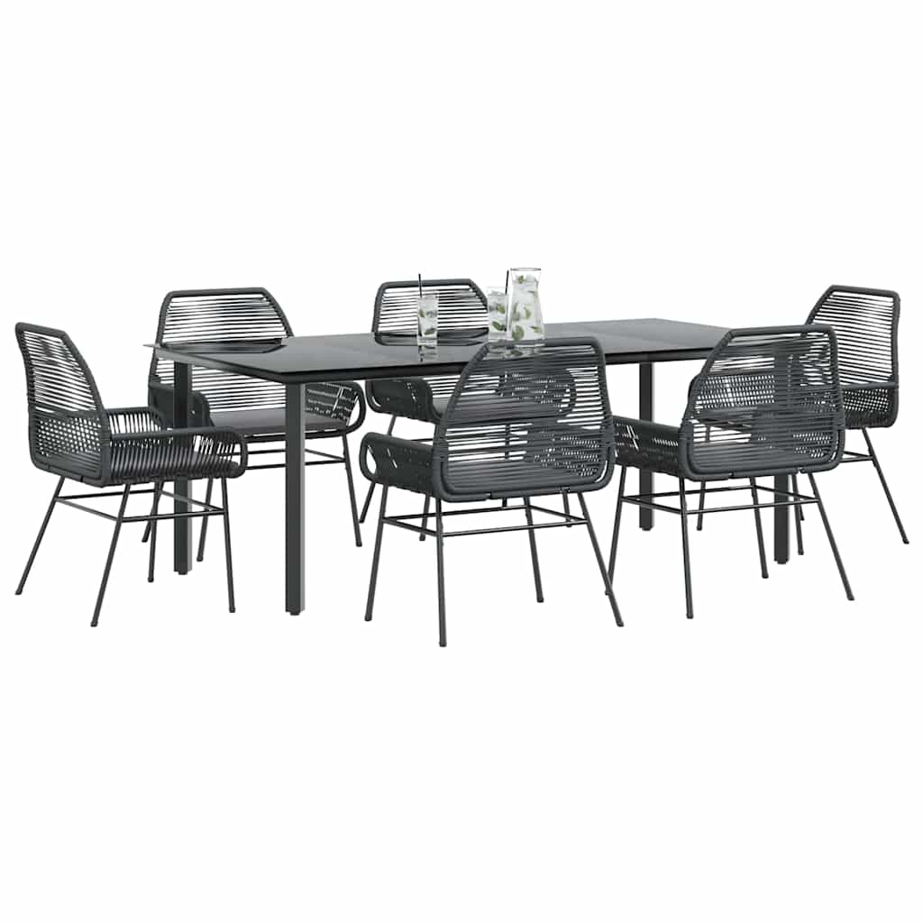 7-Delige Tuinset Met Kussens Poly Rattan Glas