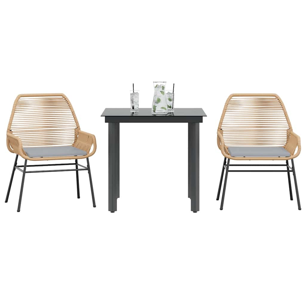 7-Delige Tuinset Met Kussens Poly Rattan Glas