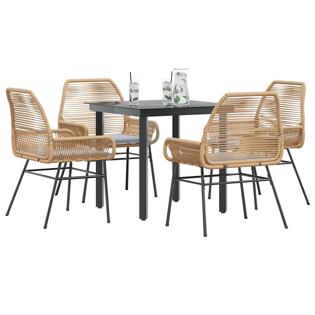 7-Delige Tuinset Met Kussens Poly Rattan Glas