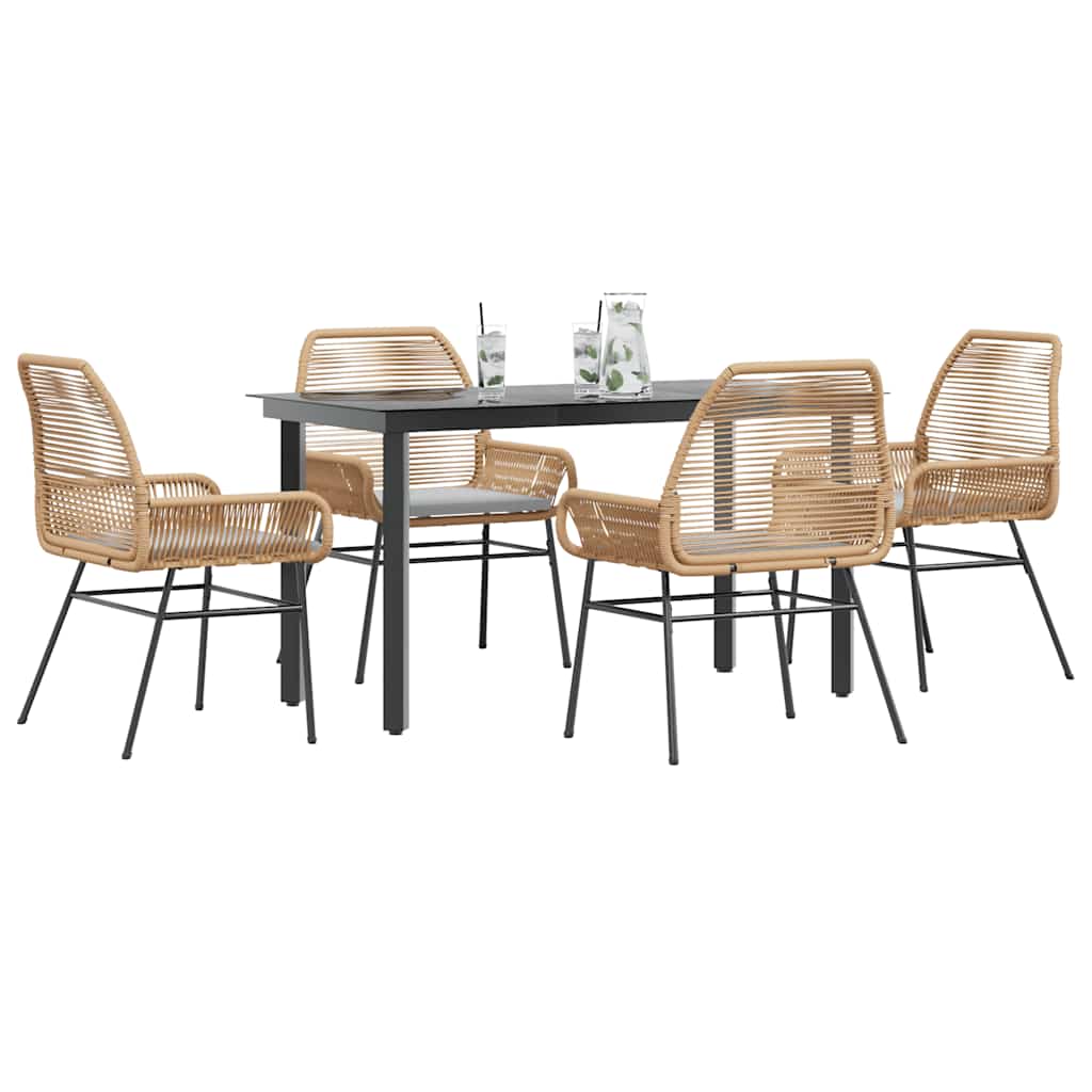 7-Delige Tuinset Met Kussens Poly Rattan Glas