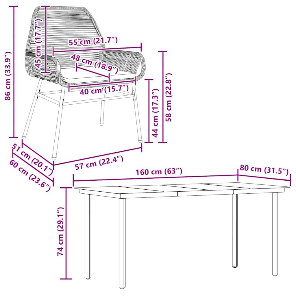 7-Delige Tuinset Met Kussens Poly Rattan Glas