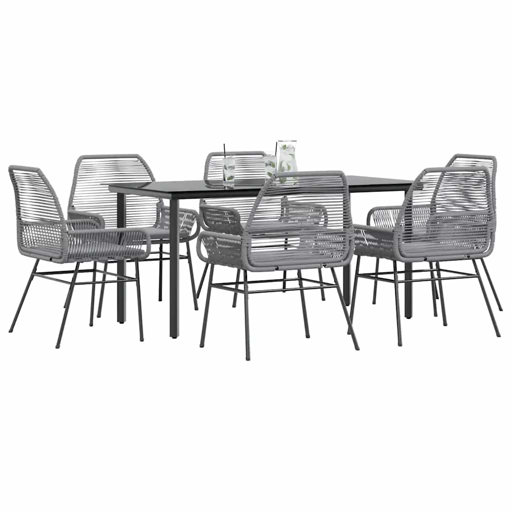 7-Delige Tuinset Met Kussens Poly Rattan Glas