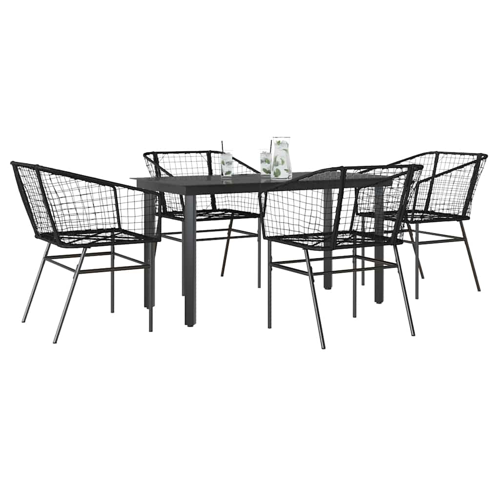 9-Delige Tuinset Met Kussens Poly Rattan Glas