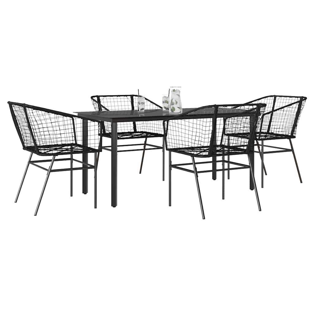 9-Delige Tuinset Met Kussens Poly Rattan Glas