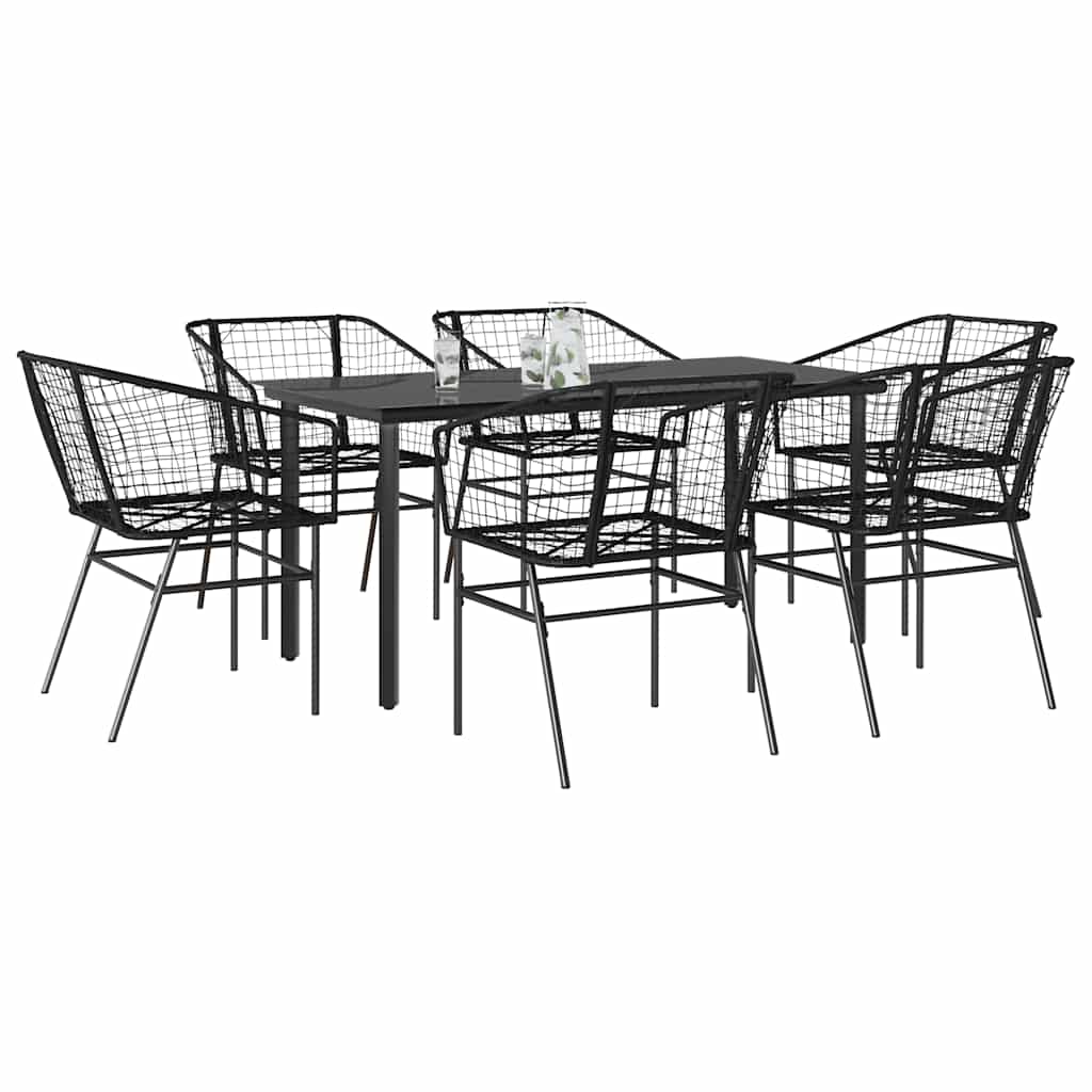 9-Delige Tuinset Met Kussens Poly Rattan Glas