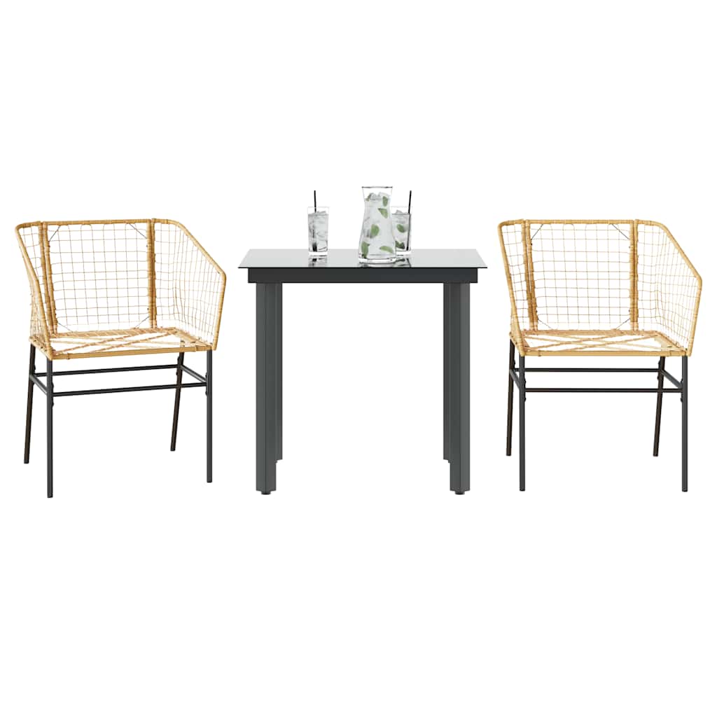 9-Delige Tuinset Met Kussens Poly Rattan Glas