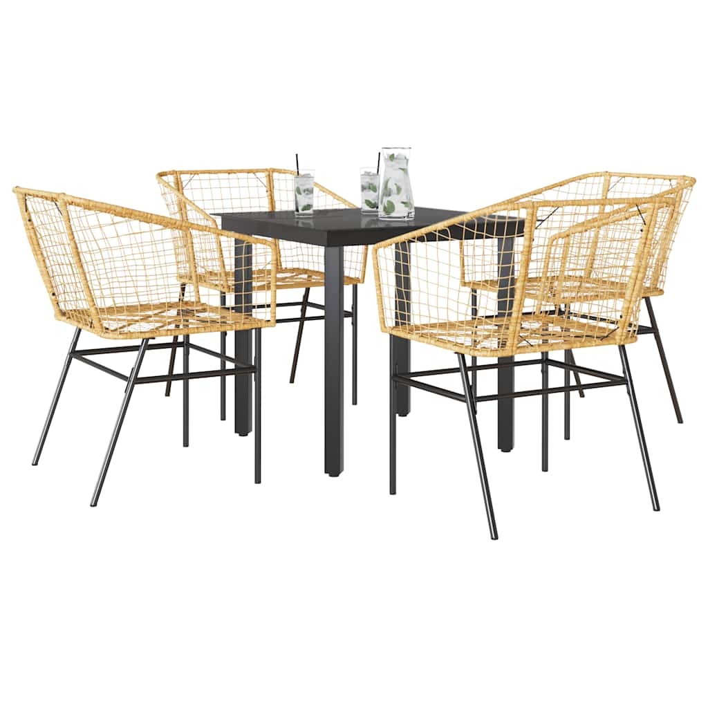 9-Delige Tuinset Met Kussens Poly Rattan Glas
