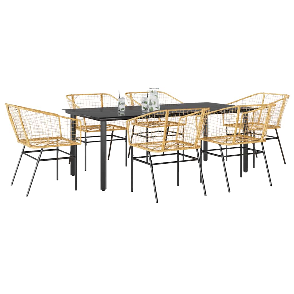 9-Delige Tuinset Met Kussens Poly Rattan Glas