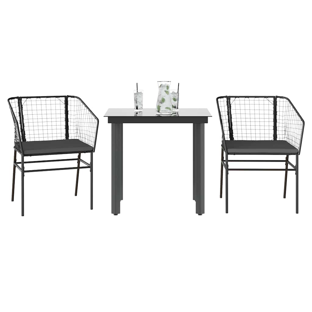 9-Delige Tuinset Met Kussens Poly Rattan Glas