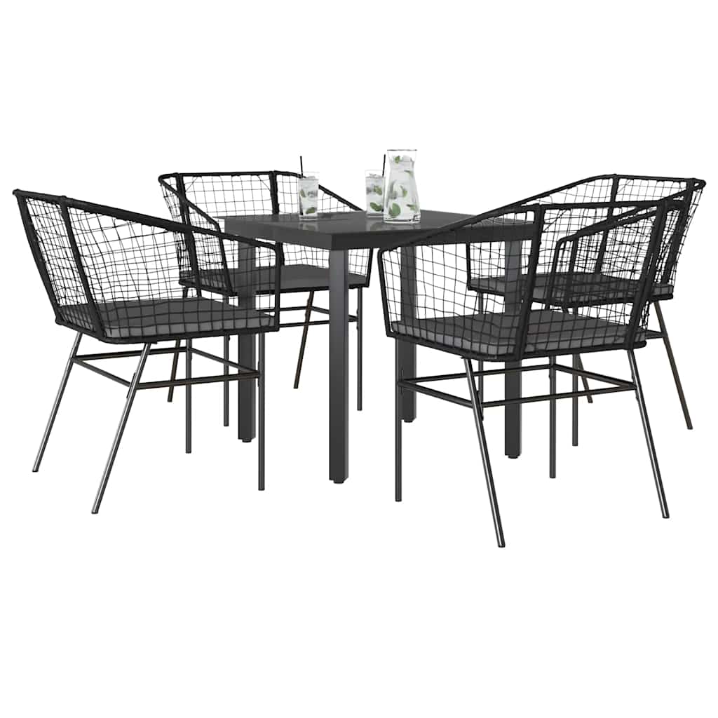 9-Delige Tuinset Met Kussens Poly Rattan Glas
