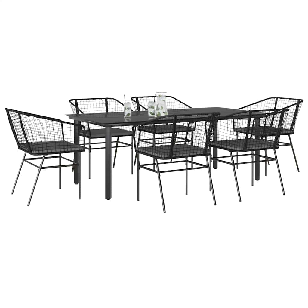9-Delige Tuinset Met Kussens Poly Rattan Glas