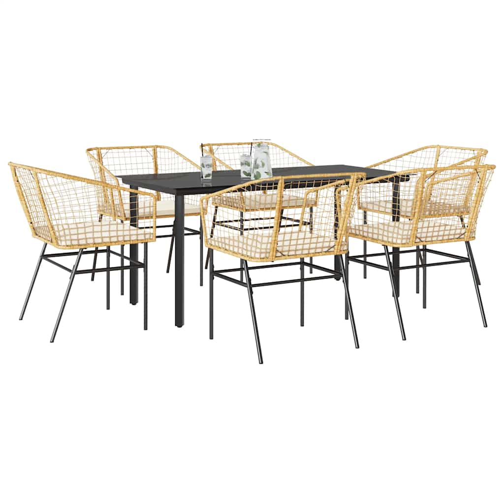 9-Delige Tuinset Met Kussens Poly Rattan Glas