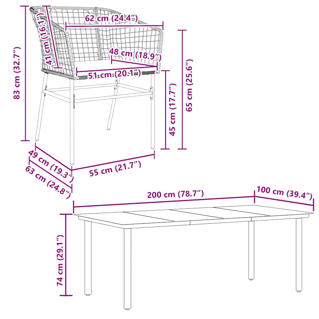 9-Delige Tuinset Met Kussens Poly Rattan Glas