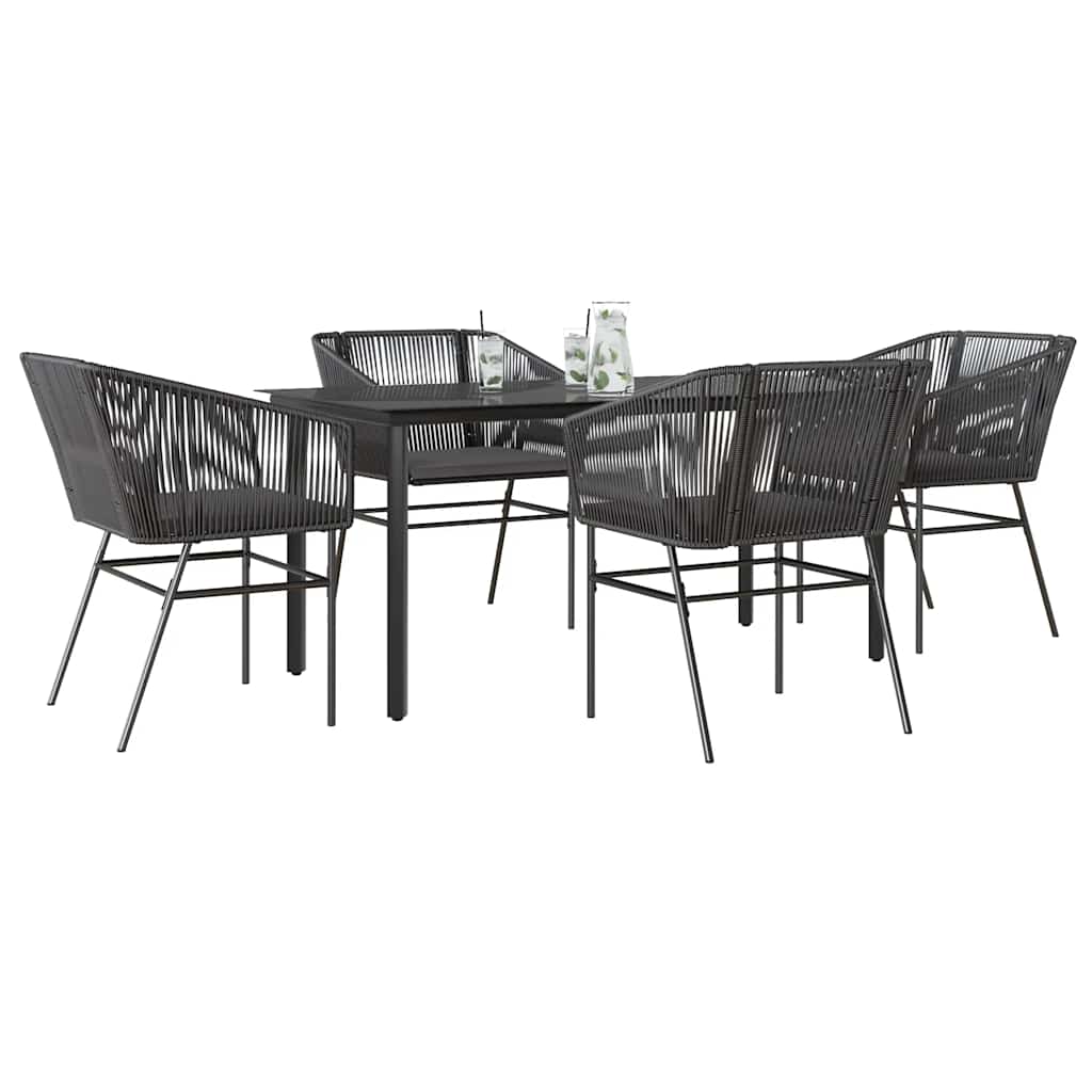 5-Delige Tuinset Met Kussens Poly Rattan Glas