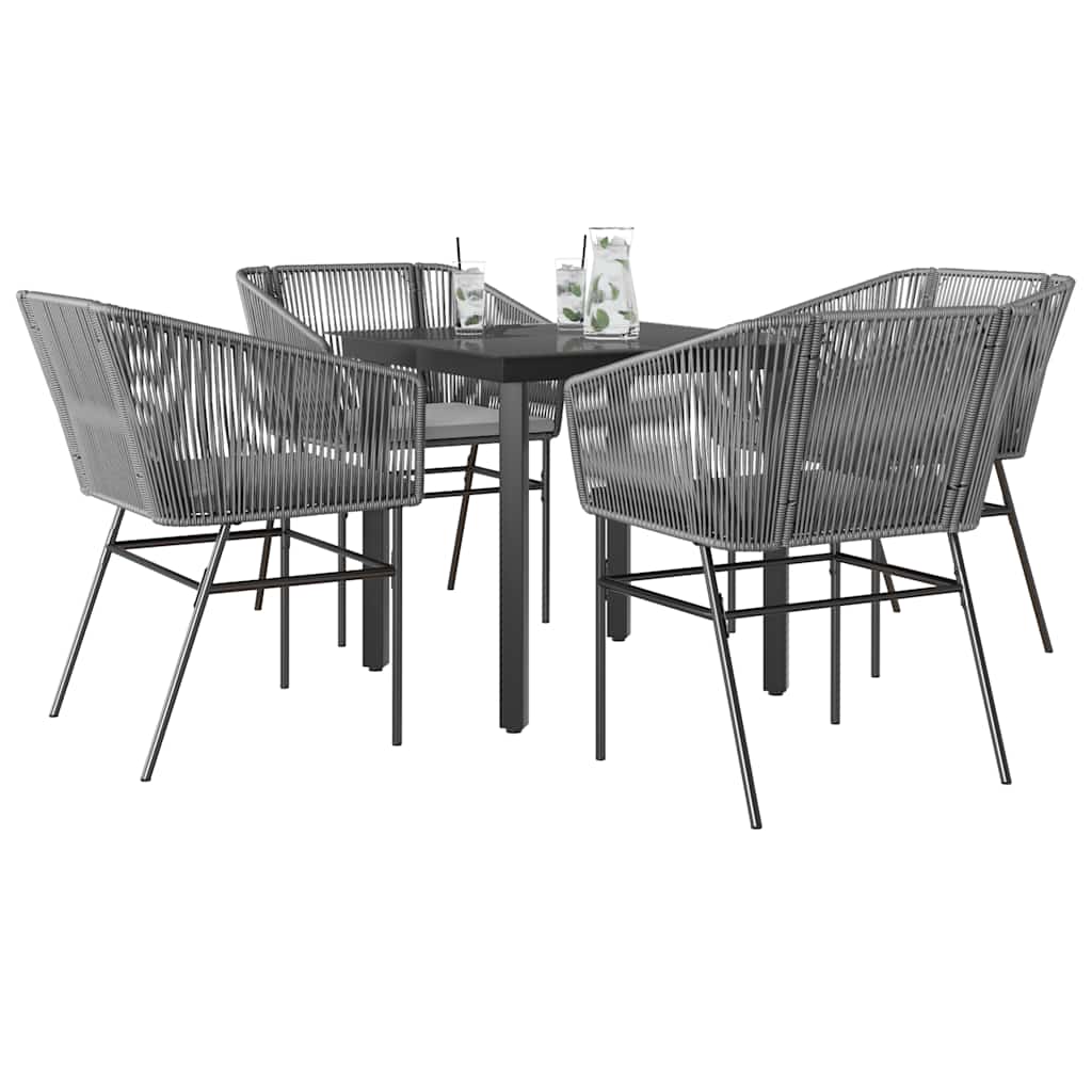 5-Delige Tuinset Met Kussens Poly Rattan Glas