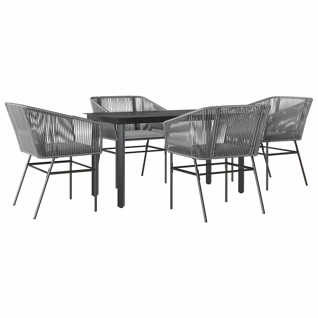 5-Delige Tuinset Met Kussens Poly Rattan Glas