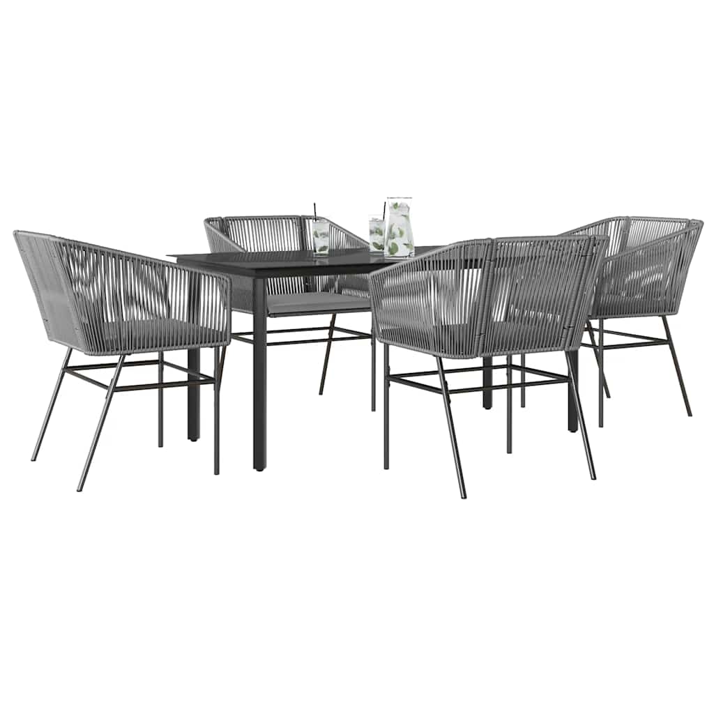 5-Delige Tuinset Met Kussens Poly Rattan Glas