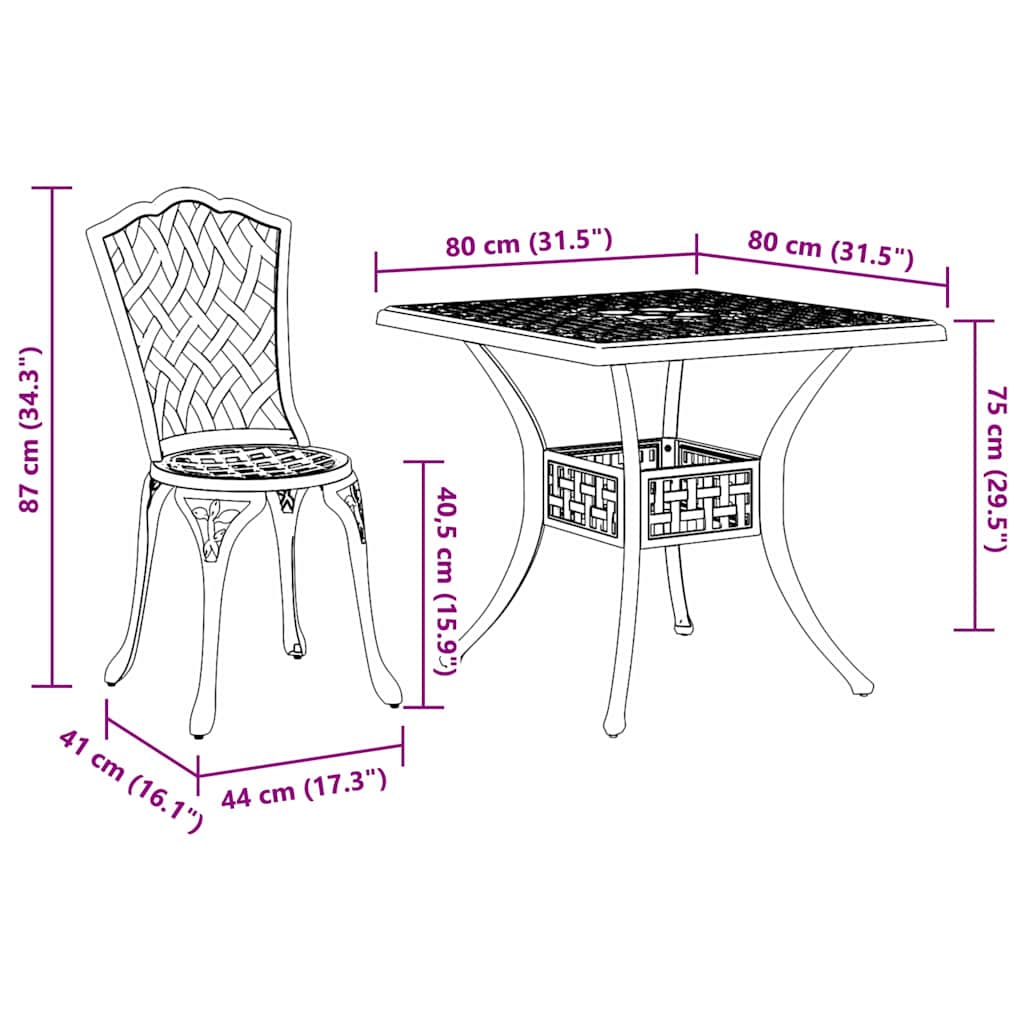 Tuinset 3 Pcs Gegoten Aluminium