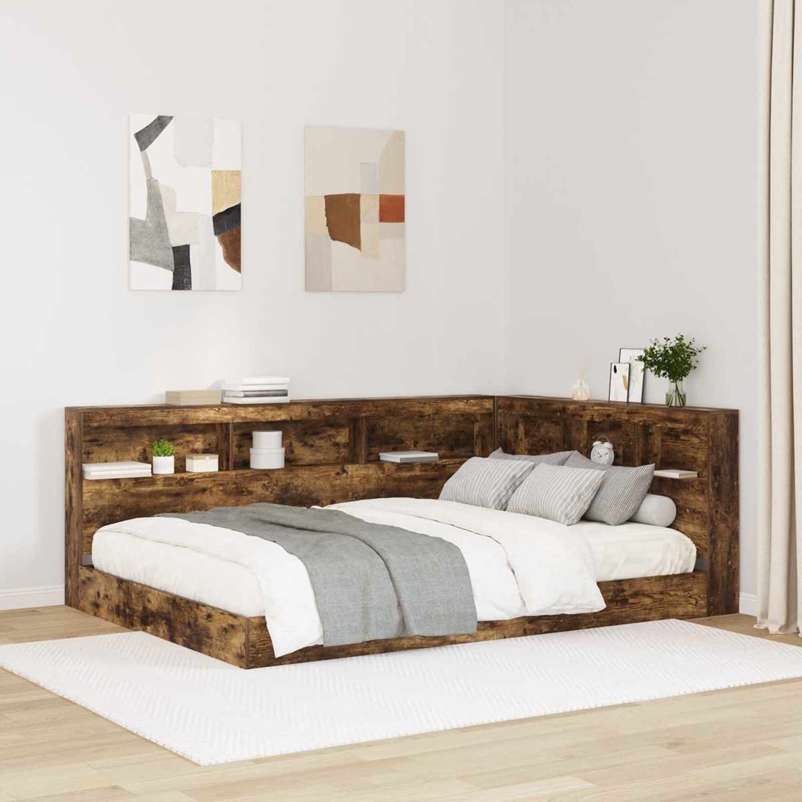 Boekenkast Bed Met Opslag Bewerkt Hout