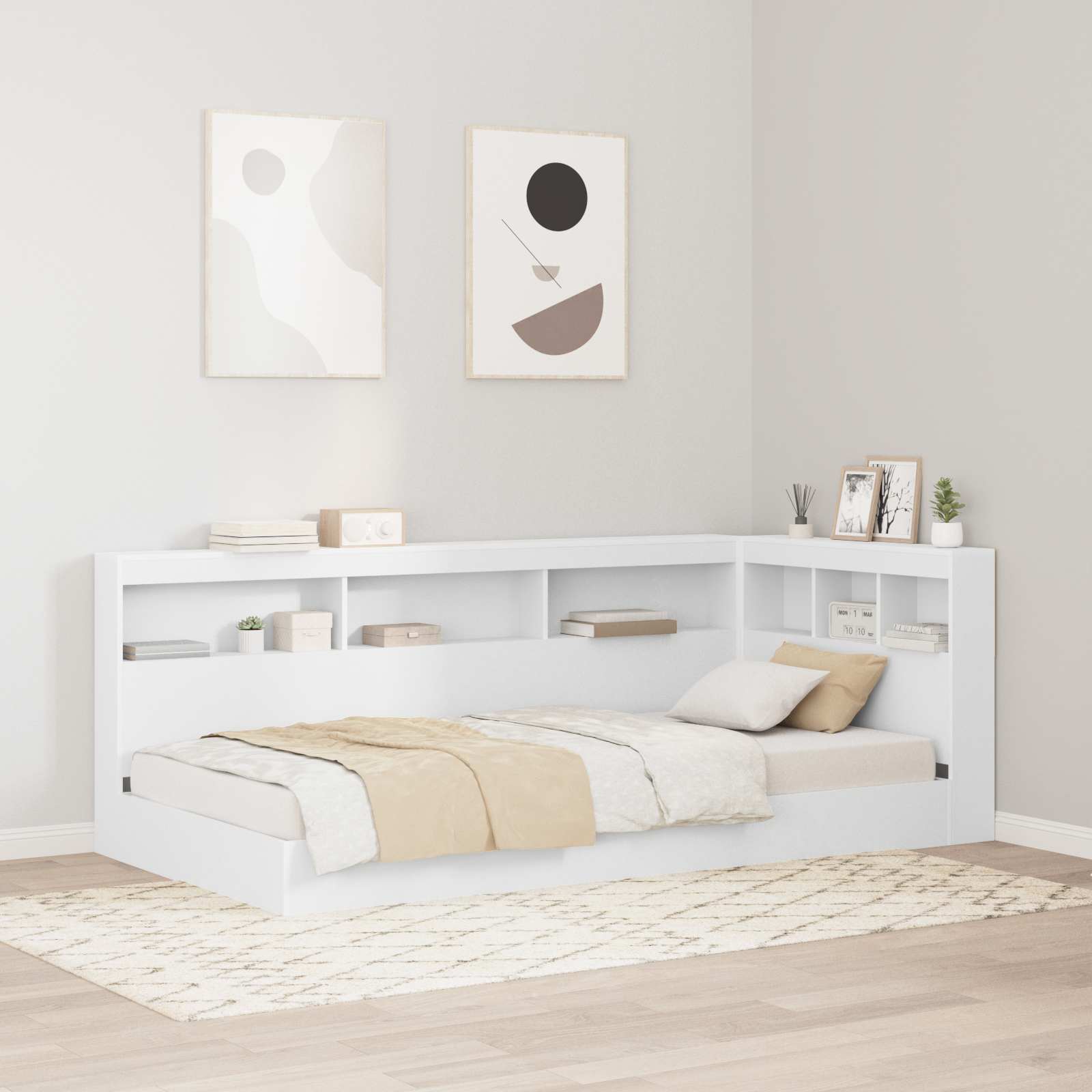 Boekenkast Bed Met Opslag Bewerkt Hout