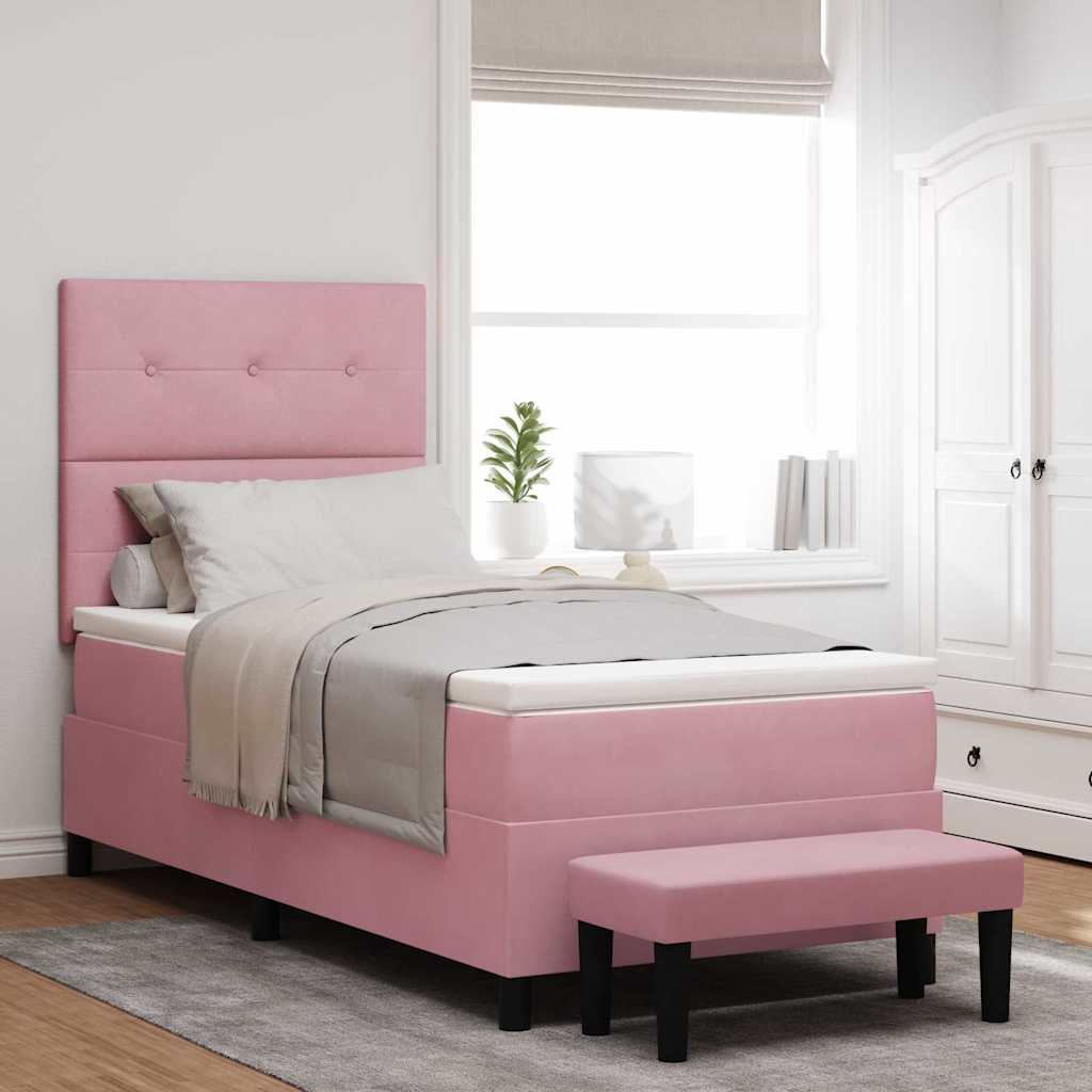 Boxspring Bed Met Hoofdeinde Fluweel Roze