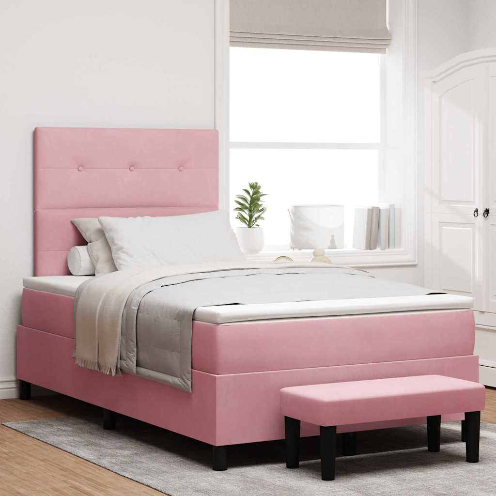Boxspring Bed Met Hoofdeinde Fluweel Roze