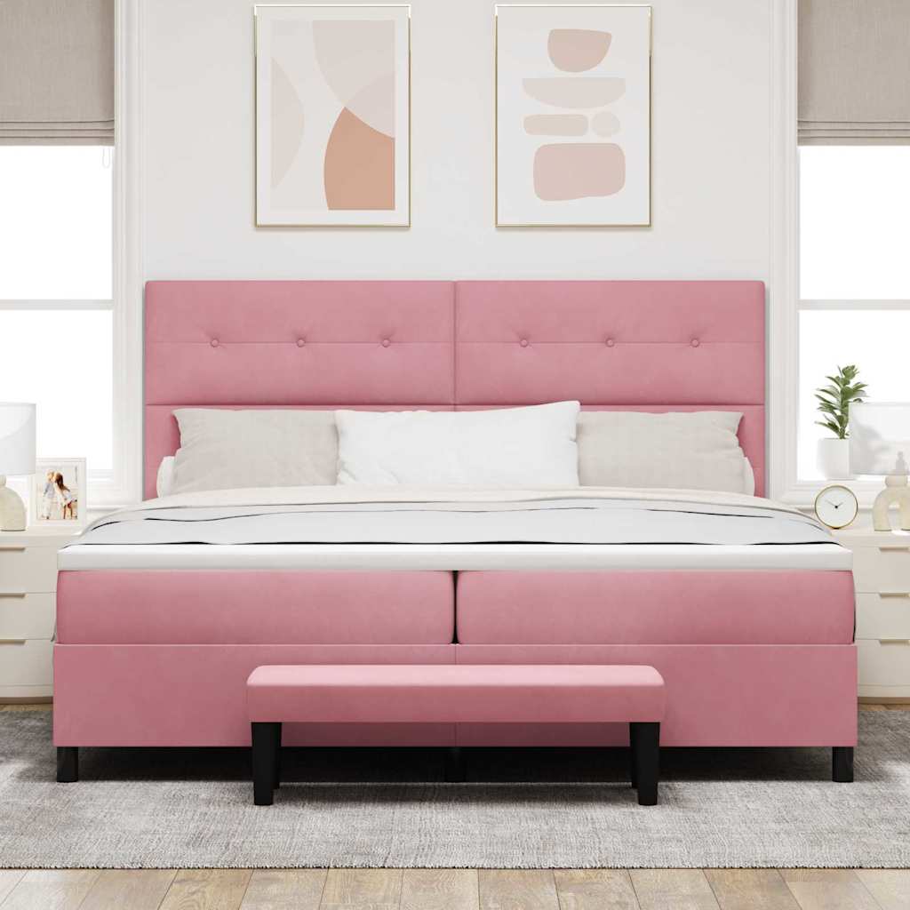 Boxspring Bed Met Hoofdeinde Fluweel Roze