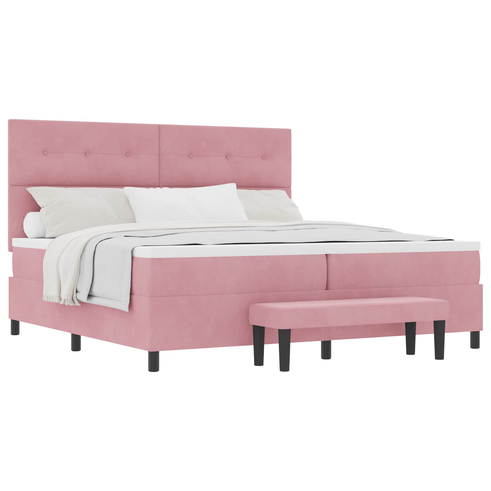 Boxspring Bed Met Hoofdeinde Fluweel Roze