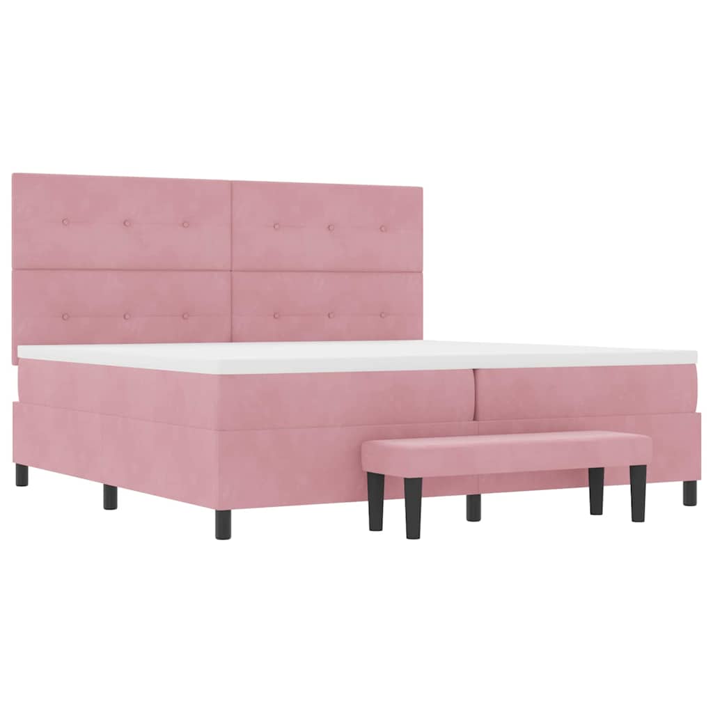 Boxspring Bed Met Hoofdeinde Fluweel Roze