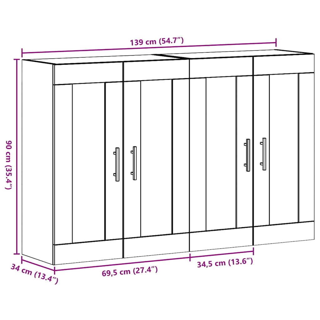 Wandgemonteerde Kasten 2 Pcs Artisan Eik En Zwart