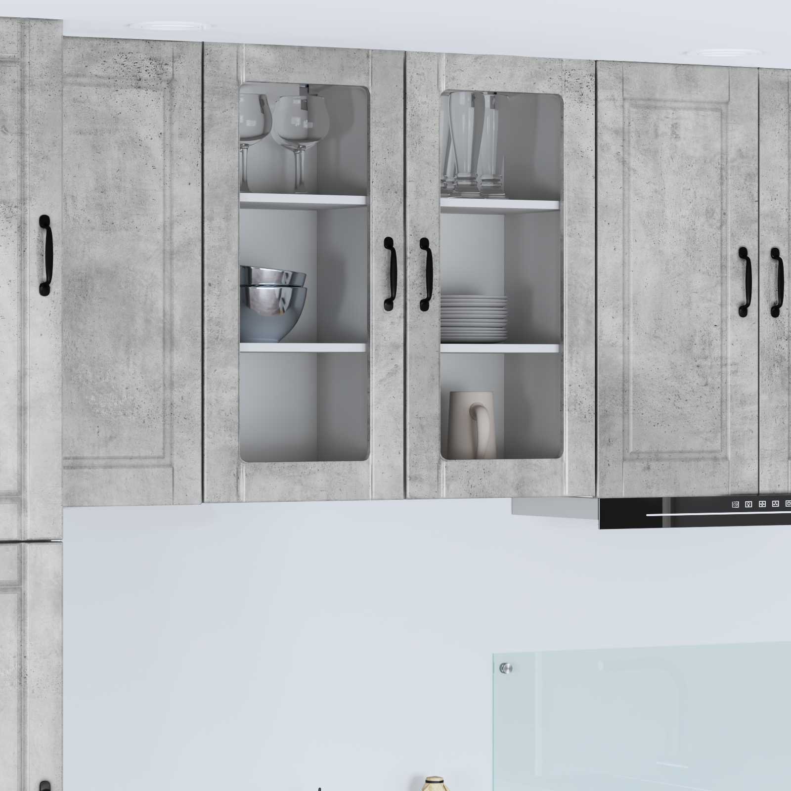 Wand Glas Kasten Porto 2 Pcs Beton Grijs Betongrijs
