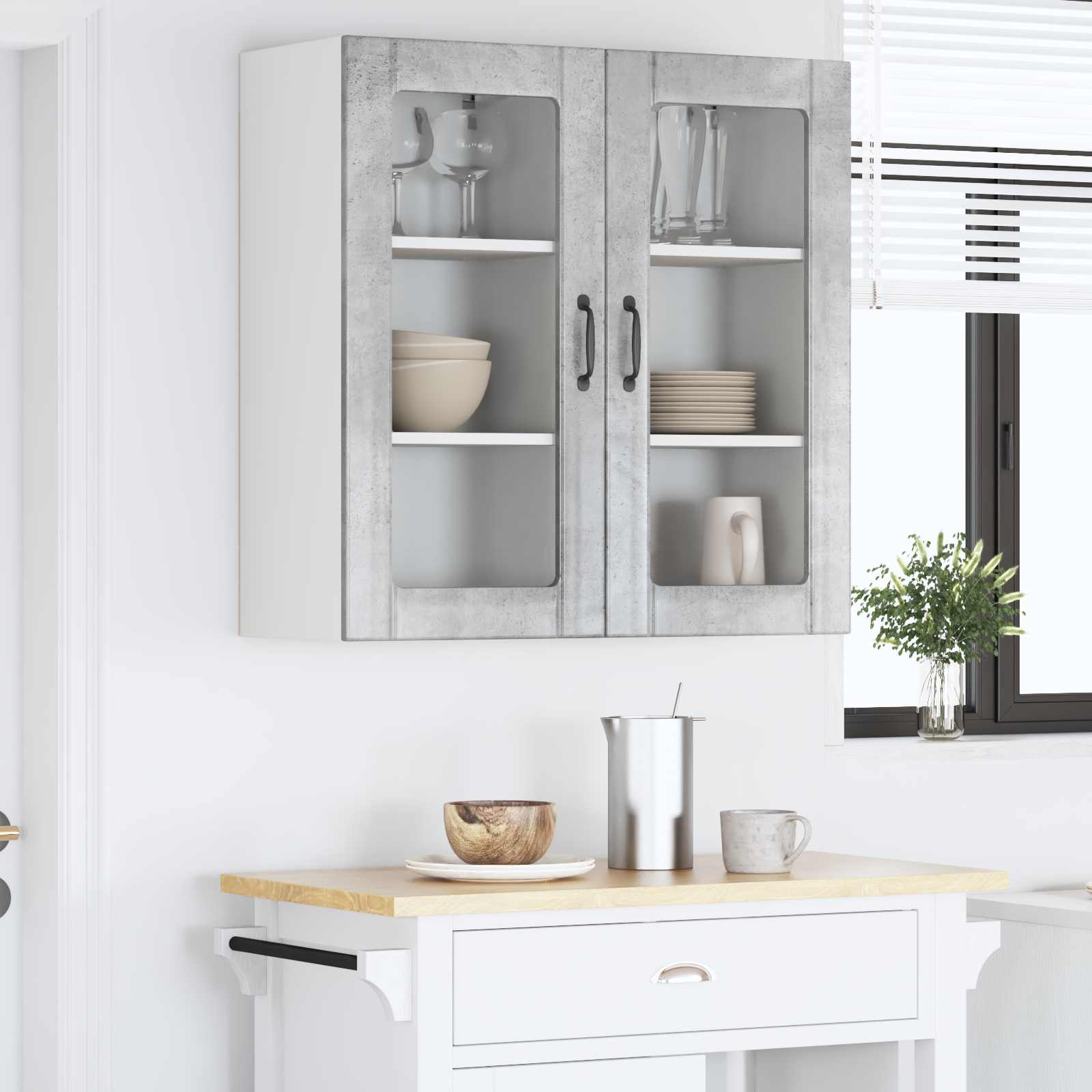 Wand Glas Kasten Porto 2 Pcs Beton Grijs Betongrijs