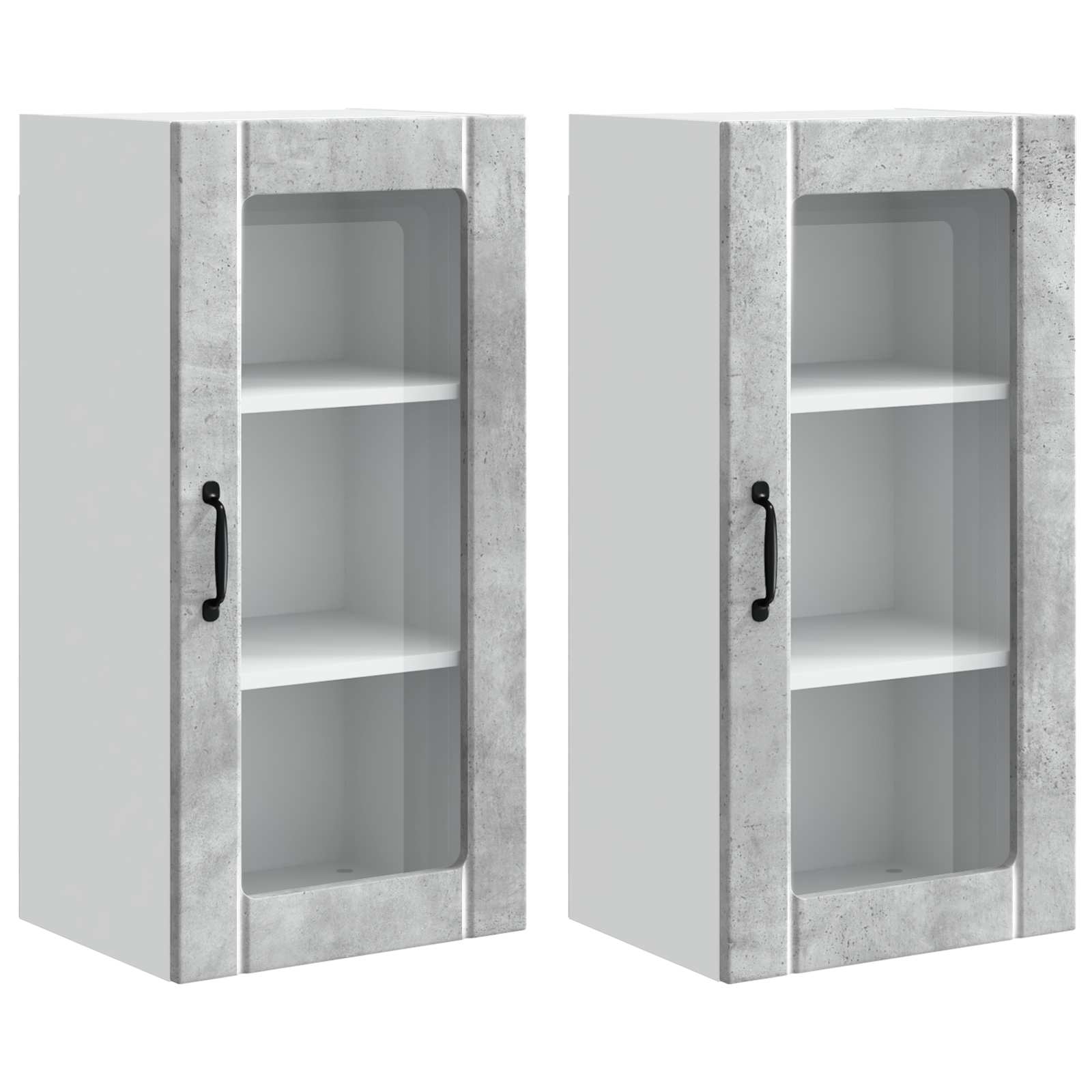 Wand Glas Kasten Porto 2 Pcs Beton Grijs Betongrijs