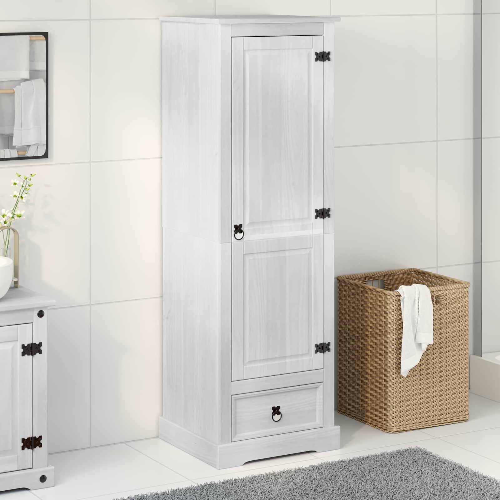 Kasten Met Lade 55 X 50 X 170 Cm Massief Grenenhout