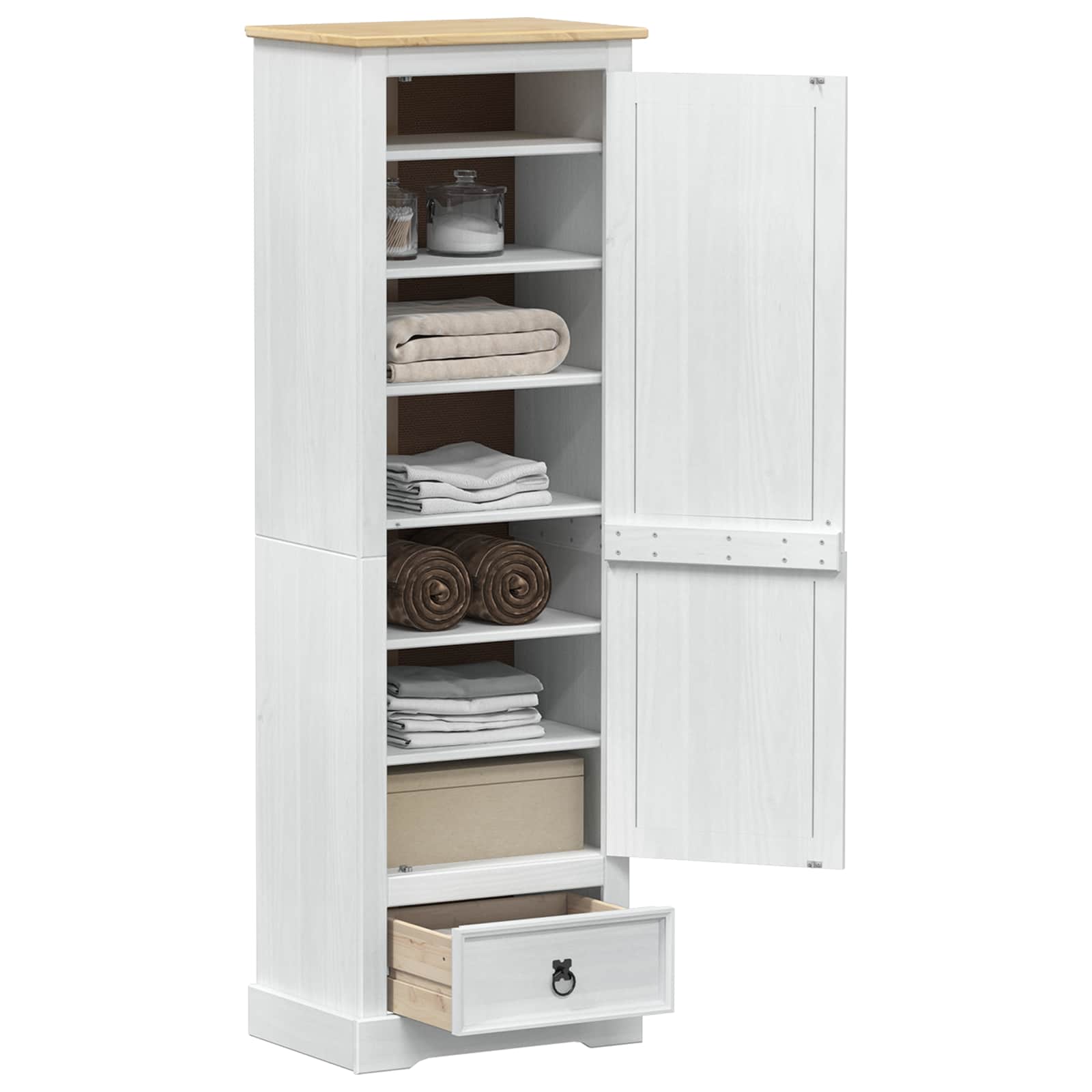 Kasten Met Lade 55 X 38 X 170 Cm Massief Grenenhout