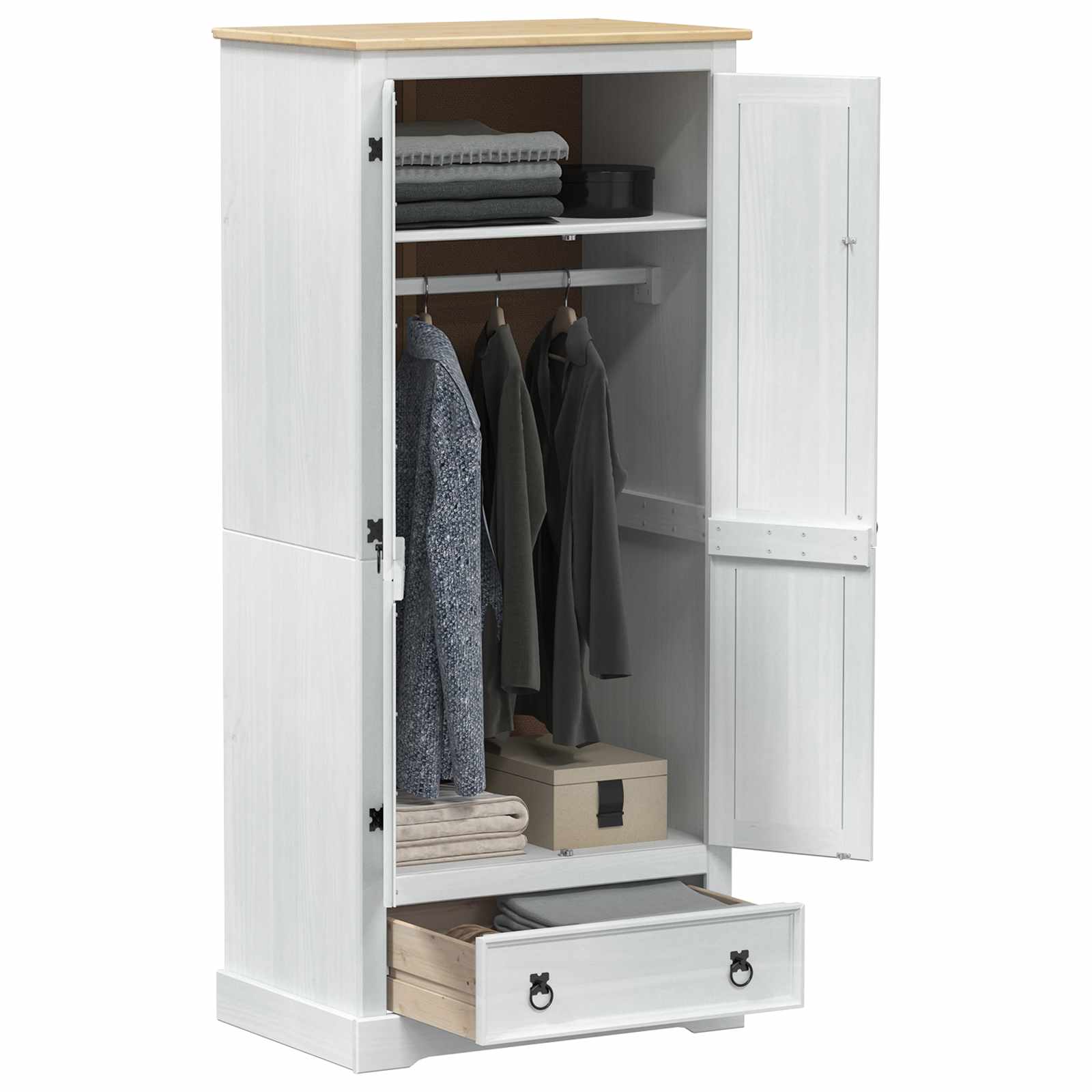 Kasten Met Lade 76 X 50 X 170 Cm Massief Grenenhout