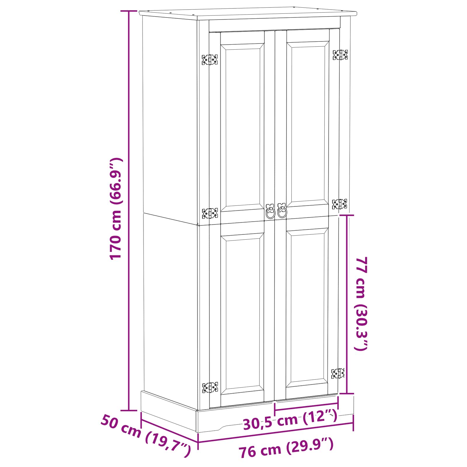Kasten Met Plank 76 X 50 X 170 Cm Massief Grenenhout