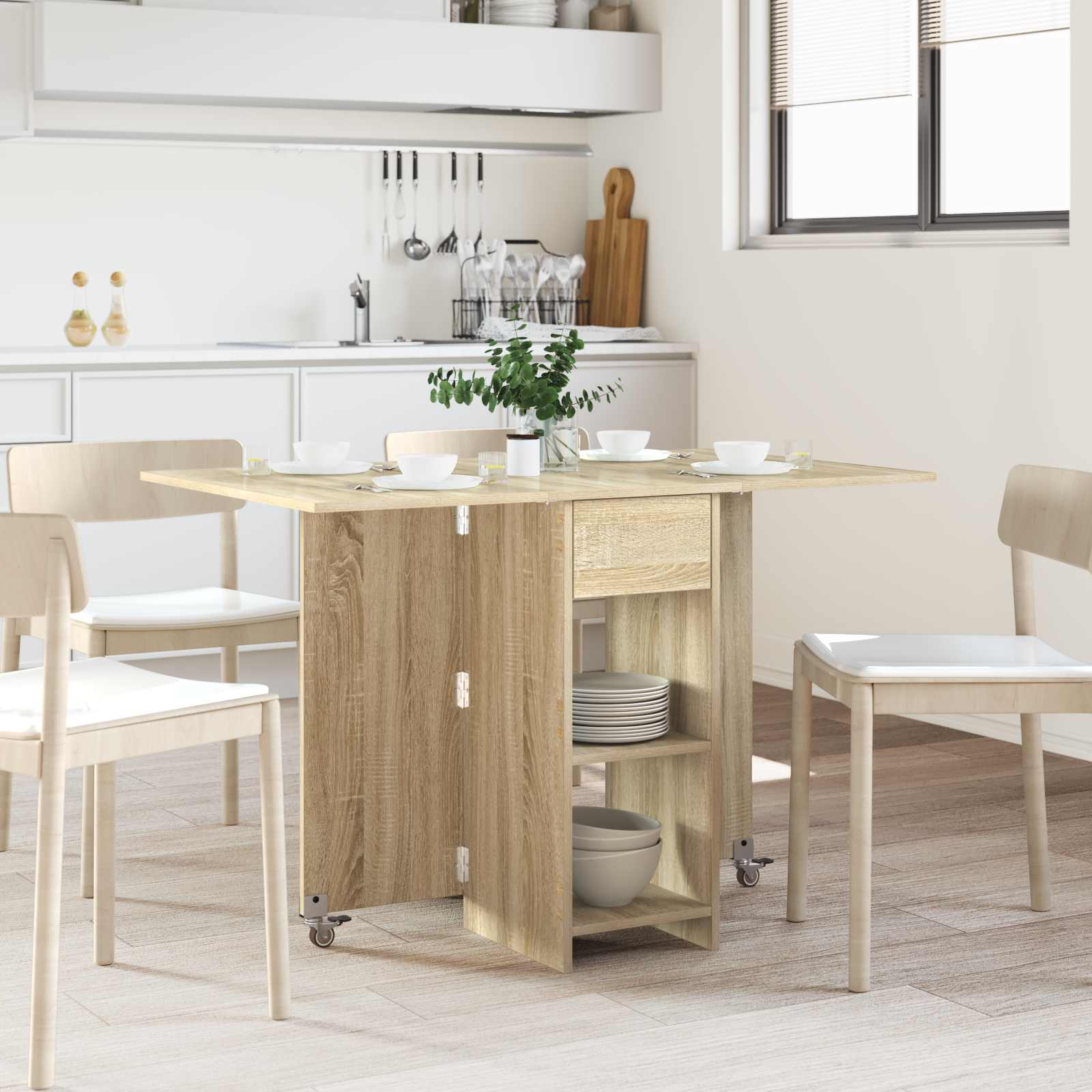 Eettafel 115 X 70 X 75 Cm Bewerkt Hout