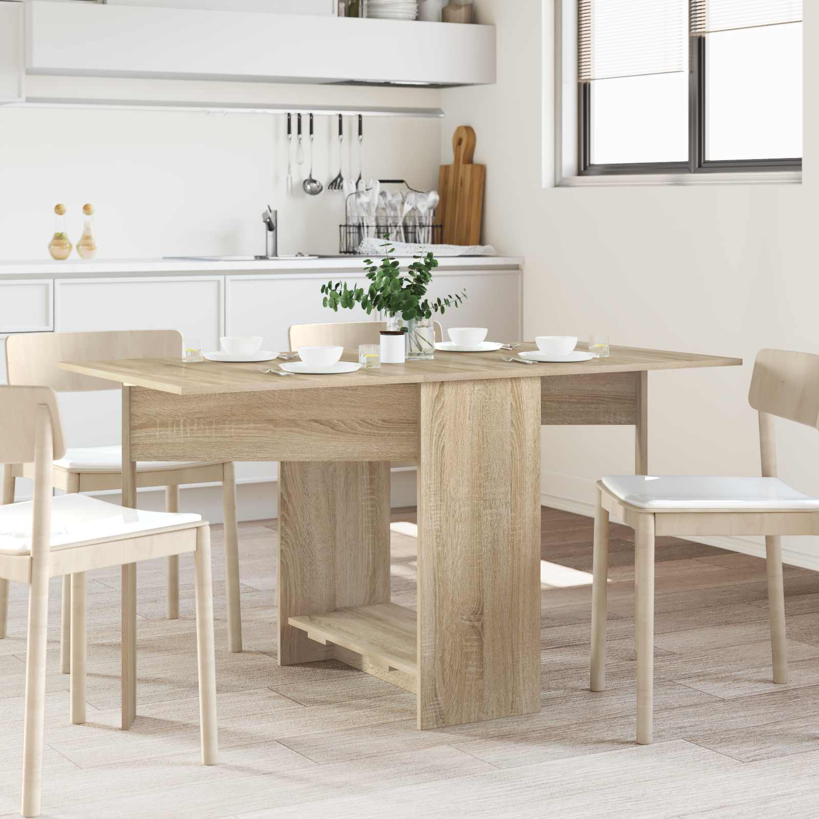 Eettafel 138 X 70 X 73,5 Cm Bewerkt Hout Rechthoekig