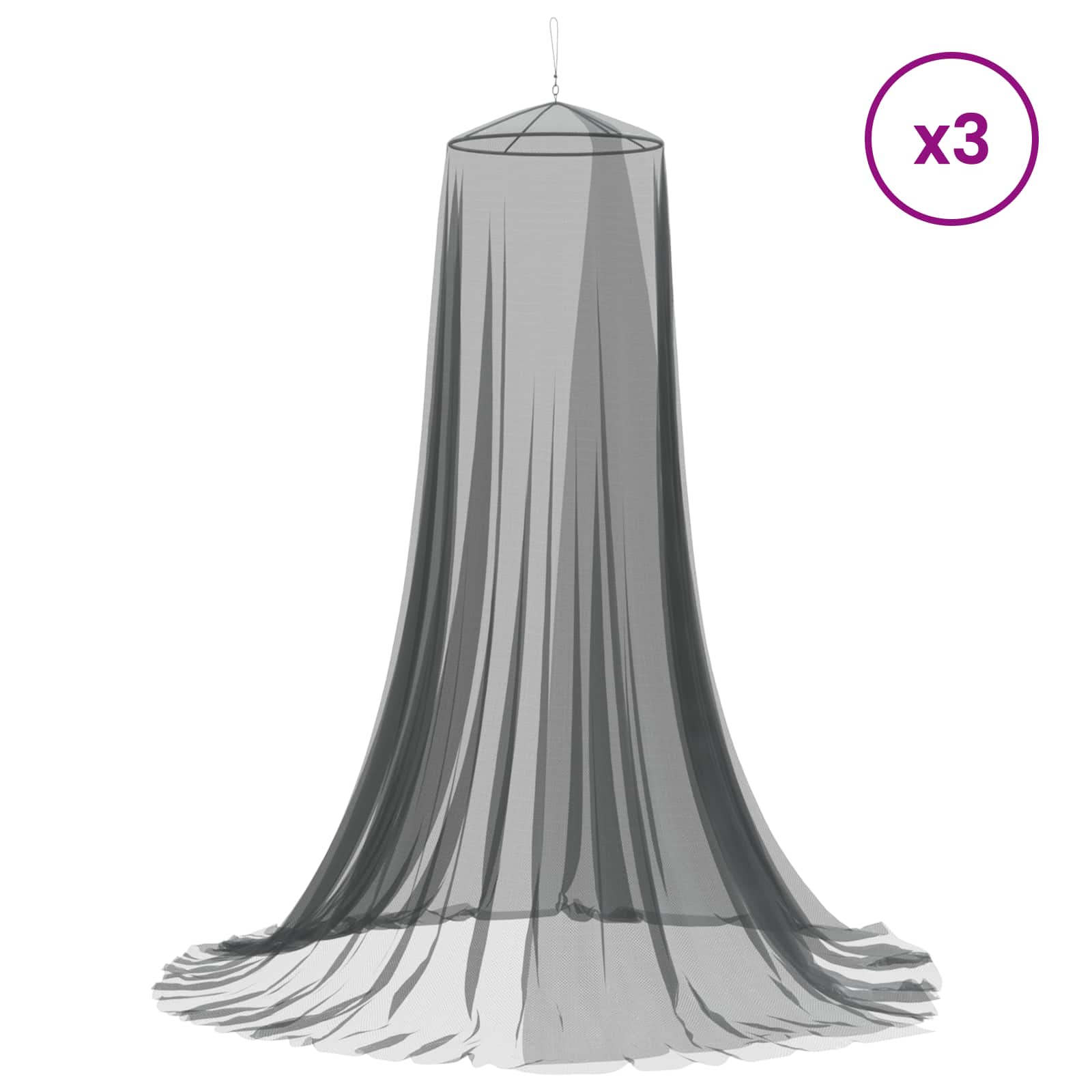 Klamboe Voor Bed 3 Pcs 156 Mesh ⌀56 X 220 Cm Polyester