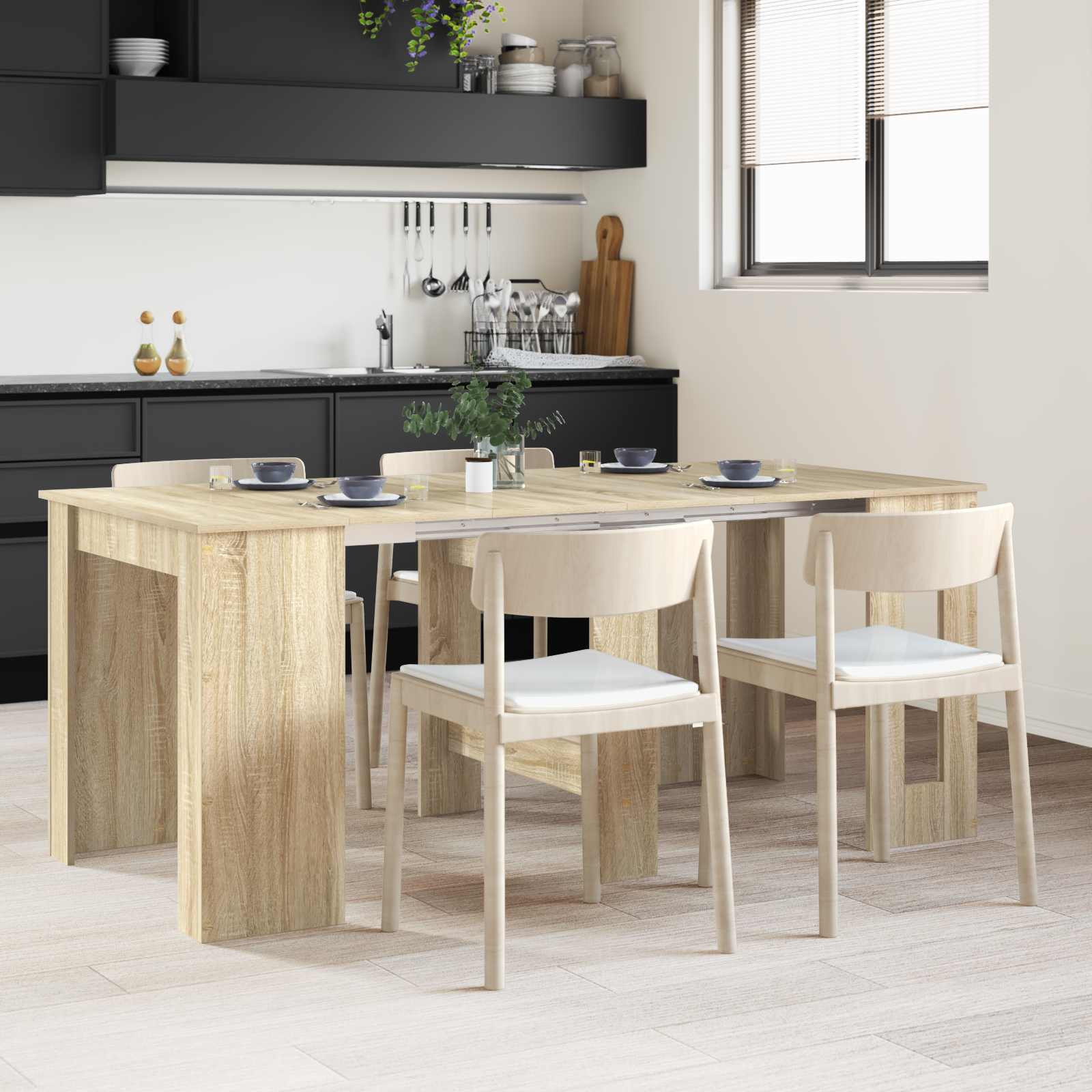 Eettafel 240 X 85 X 75 Cm Bewerkt Hout Rechthoekig