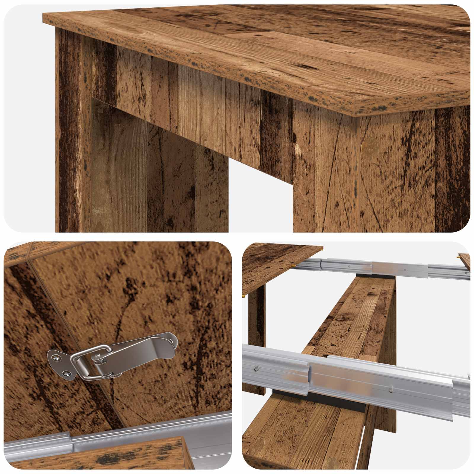 Eettafel 240 X 85 X 75 Cm Bewerkt Hout Rechthoekig
