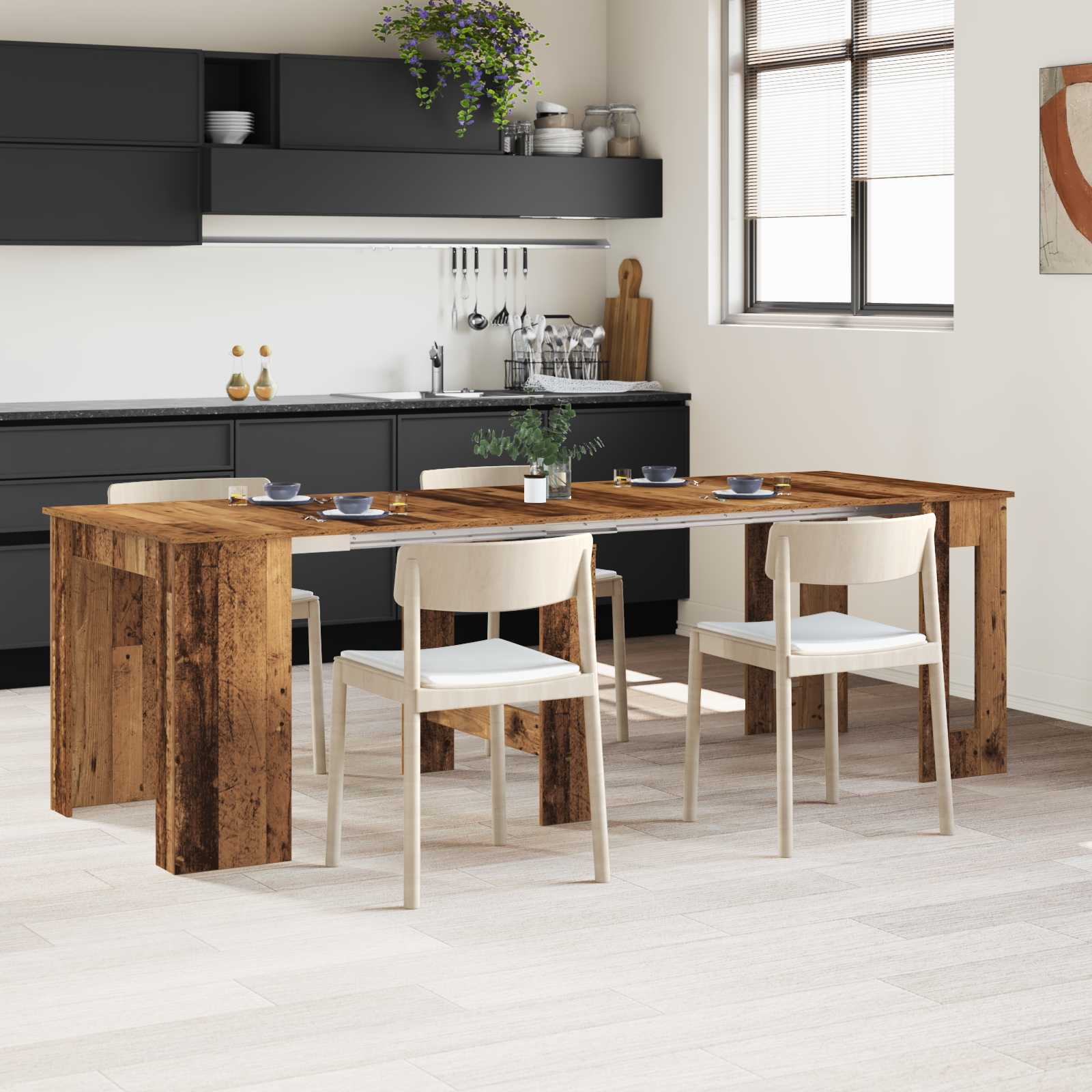 Eettafel 240 X 85 X 75 Cm Bewerkt Hout Rechthoekig