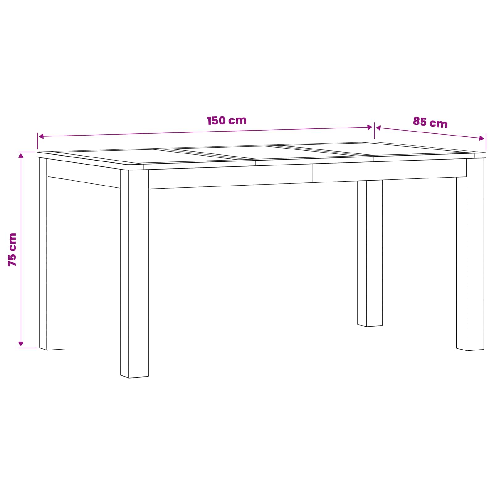 Eettafel Massief Eikenhout Naturel Rechthoekig