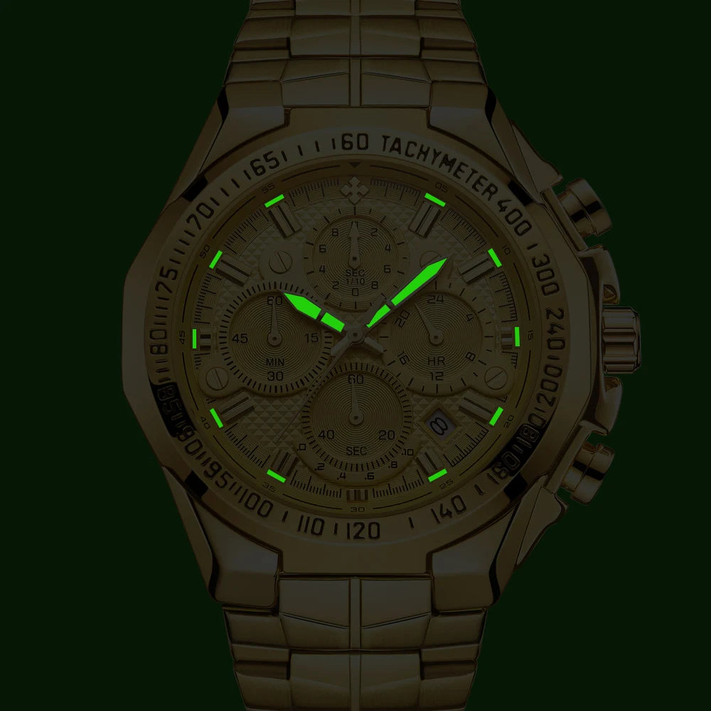 WWOOR Men's Watches Luxury Military Quartz Stainless Steel Old Watch Waterproof Chronograph Luminous Watch For Men Reloj Hombre